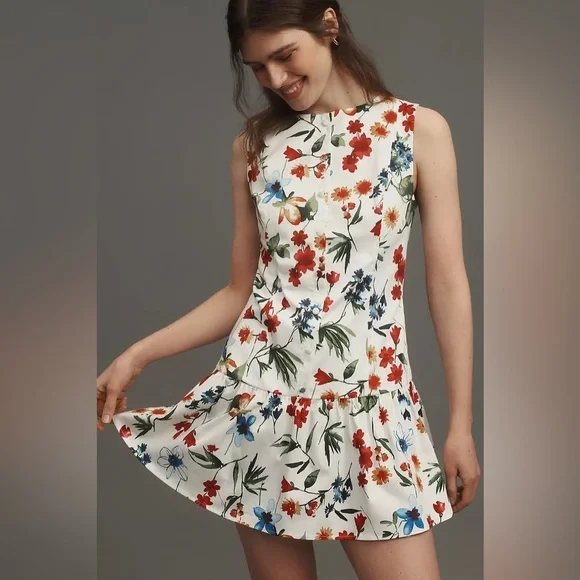 NWT! By Anthropologie Sleeveless Drop-Waist Mini Dress 🎡 - Picture 3 of 9
